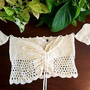 Cream knitted Crop Top